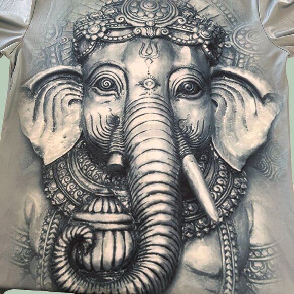 Elephant God Shirt Youth Size 5‎ Green All Over Print Short Sleeve Girls - Picture 2 of 10